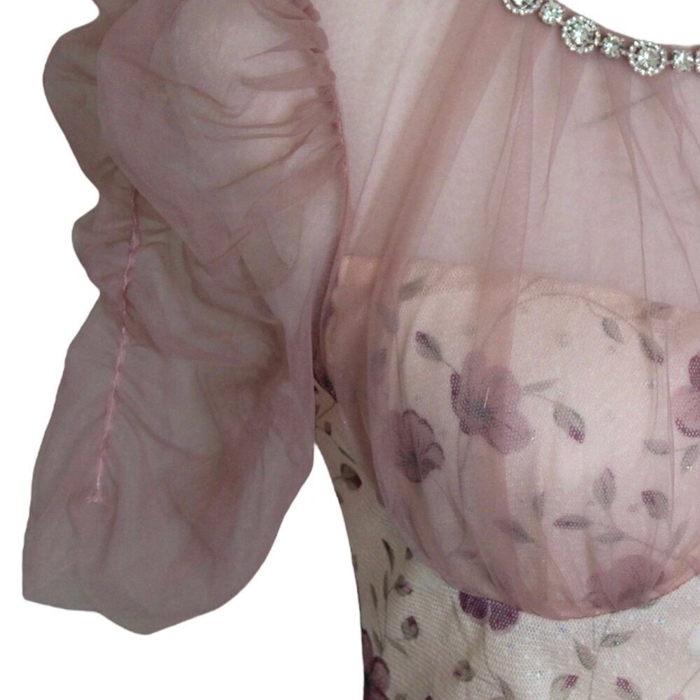 Tulle Floral Midi Dress Spring - Picture 3 of 4
